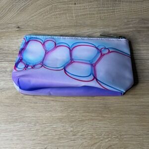 Clinique‎ Bubble Cosmetic Bag Pouch Blue Purple Pink Geometric Makeup Travel